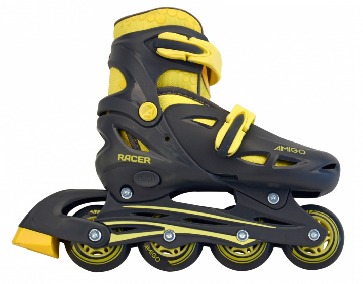 Patins à roulettes en ligne inlineskates Racer junior polypropylène jaune mt 34/37 - AMIGO – Image 2