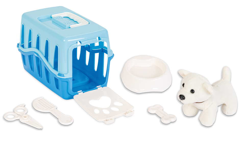 cuddles Chien câlin avec kit de toilettage - panier de voyage inclus Bleu - Pilsan – Image 2
