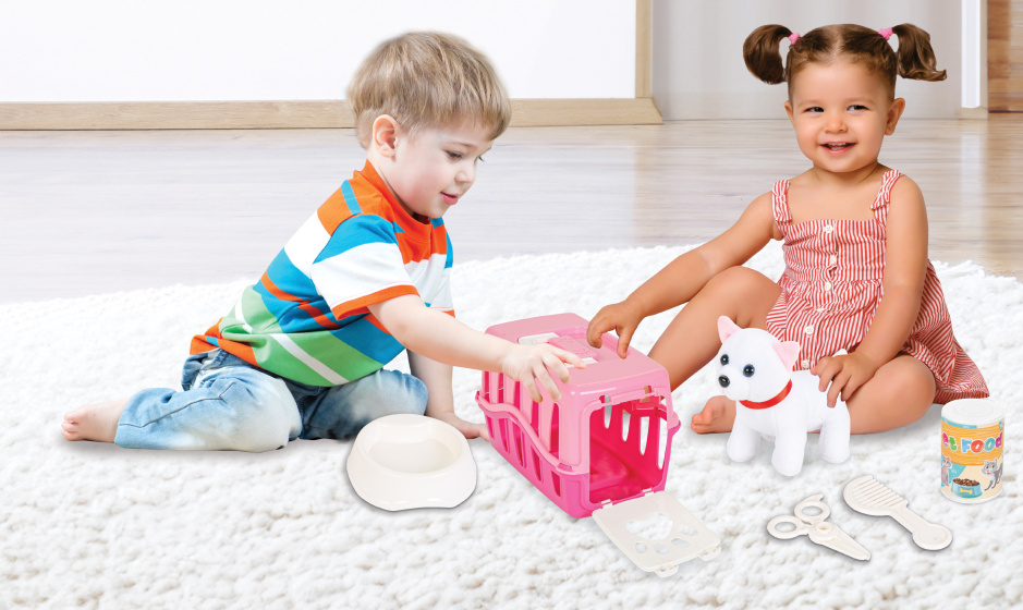 Sets de jeux Chat à câliner avec set de soins et panier de voyage rose - Pilsan – Image 3