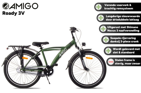 Children bikes Roady 20 Pouces 27,5 cm Garçon 3SP Frein à rétropédalage Vert - AMIGO – Image 9