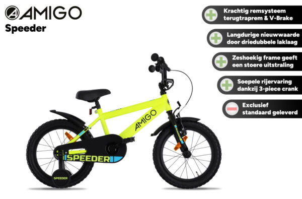 Children bikes Speeder 12 Pouces 21,5 cm Garçon Frein à rétropédalage Jaune/Noir - AMIGO – Image 2
