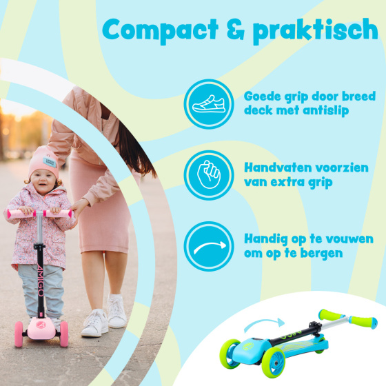 Children's scooters Twister trottinette pliable à 3 roues pour enfants avec frein à pied bleu/citron vert - AMIGO – Image 5