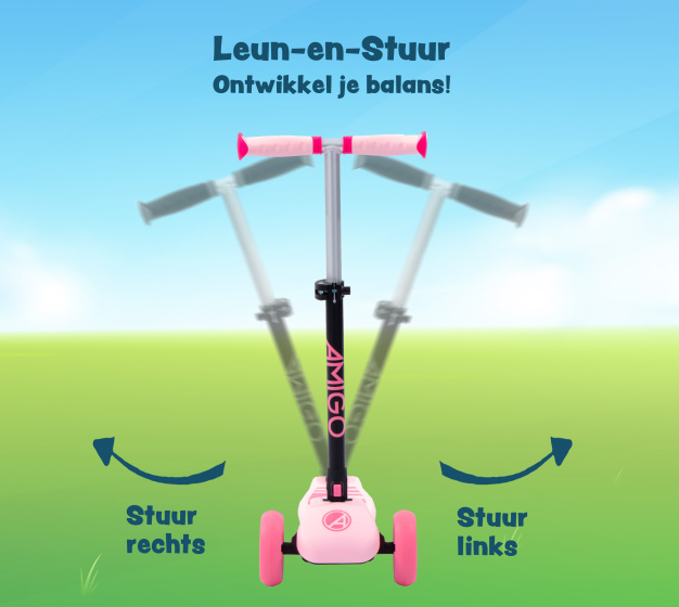 Children's scooters Twister trottinette pliable à 3 roues pour enfants avec frein à pied rose - AMIGO – Image 6
