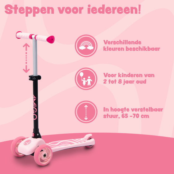 Children's scooters Twister trottinette pliable à 3 roues pour enfants avec frein à pied rose - AMIGO – Image 3