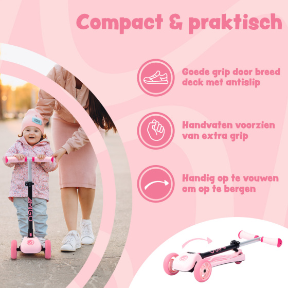 Children's scooters Twister trottinette pliable à 3 roues pour enfants avec frein à pied rose - AMIGO – Image 5