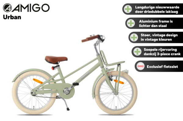 Children bikes Urban 18 Pouces 27 cm Fille Frein à rétropédalage Vert - AMIGO – Image 9