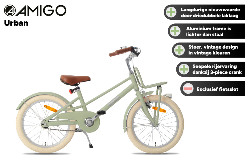 Children bikes Urban 18 Pouces 27 cm Fille Frein à rétropédalage Vert - AMIGO – Image 9
