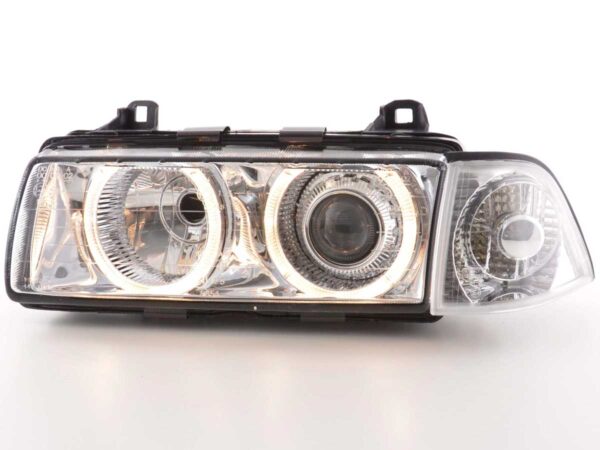 Jeu de phares au xénon angel eyes optique BMW 3er coupé type E36 année 92-98 chrome - – Image 2