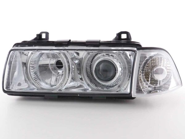 Jeu de phares au xénon angel eyes optique BMW 3er coupé type E36 année 92-98 chrome - – Image 4
