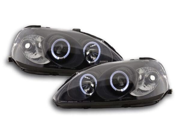 Jeu de phares Honda Civic Coupé / Civic 4 portes. 99-00 noir -