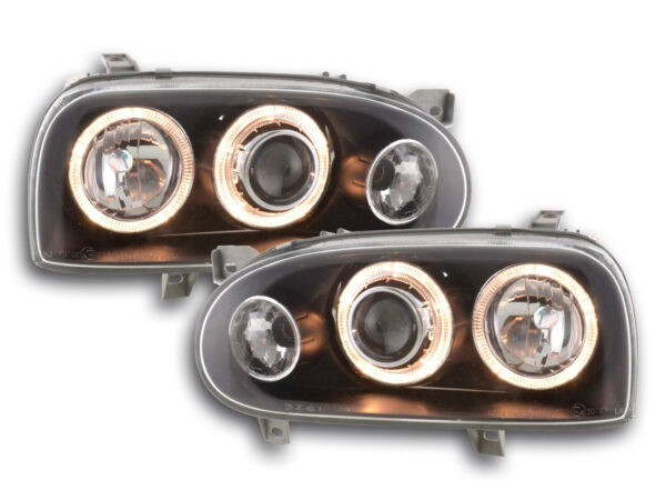 Phare Angel Eye VW Golf 3 type 1HXO, 1 EXO 91-97 noir -