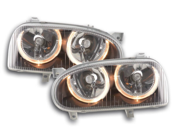 Phare Angel Eye VW Golf 3 type 1HXO, 1 EXO 91-97 noir -