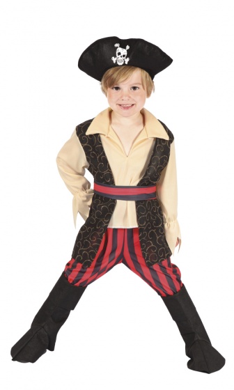 Habillage Costume Pirate Rocco Junior 3 - 4 ans Noir/Rouge taille 104/110 - Boland – Image 2