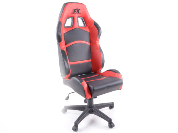 Chaise de bureau pivotante FK Sports Seat Chaise de bureau pivotante Cyberstar en cuir synthétique noir / rouge -