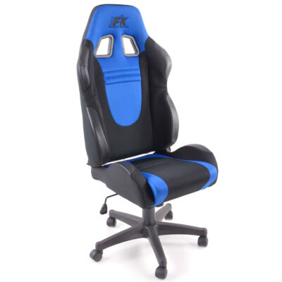 FK siège de sport chaise de bureau pivotante Racecar noir / bleu chaise de direction chaise pivotante chaise de bureau -