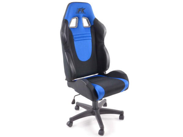 FK siège de sport chaise de bureau pivotante Racecar noir / bleu chaise de direction chaise pivotante chaise de bureau -