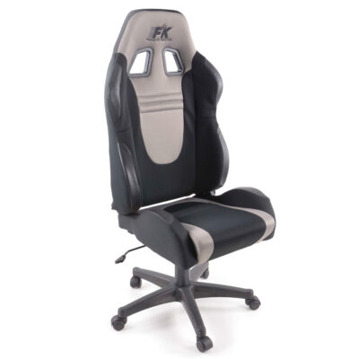 FK siège de sport chaise de bureau pivotante Racecar noir / gris chaise de direction chaise de bureau pivotante -