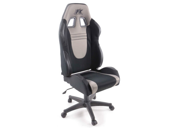 FK siège de sport chaise de bureau pivotante Racecar noir / gris chaise de direction chaise de bureau pivotante -