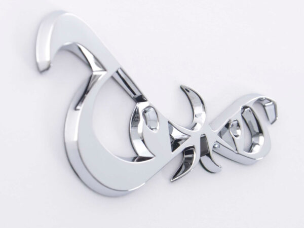 Autocollant chrome logo de voiture 3D motif yeux 86x49 mm chrome - – Image 3