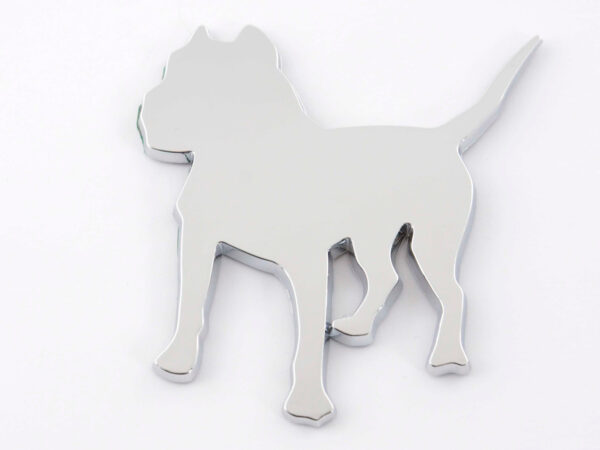 Autocollant chrome 3D Car Logo motif Pbull 85x85 mm chrome -