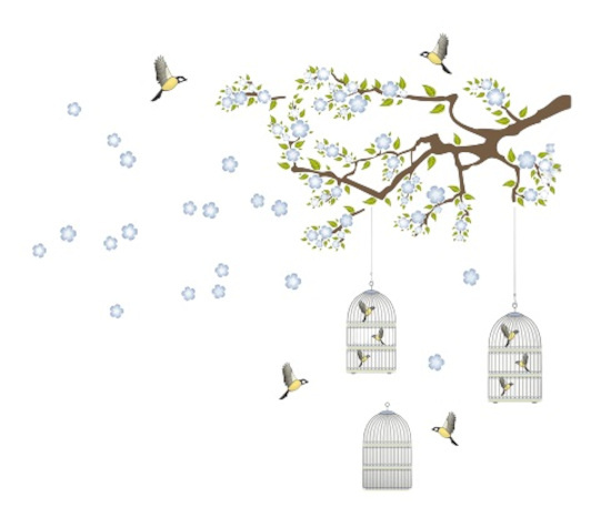 Wall decals Branch & Cage Msuursticker 300 x 270 cm 13 pièces - Crearreda