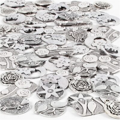 Matériaux décoratifs pendentifs 2 - 3,7 cm 278 pièces en argent - Creotime