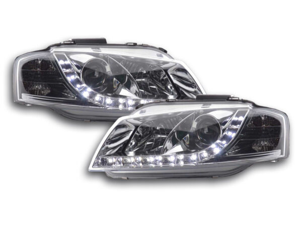 Phare Daylight LED DRL look Audi A3 type 8P 03-07 chrome -