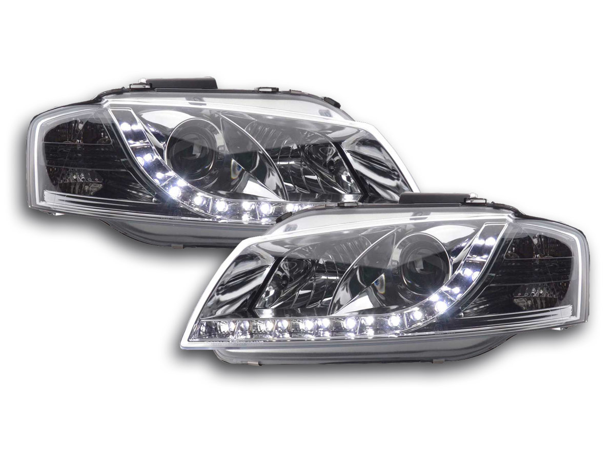 Phare Daylight LED DRL look Audi A3 type 8P 03-07 chrome -