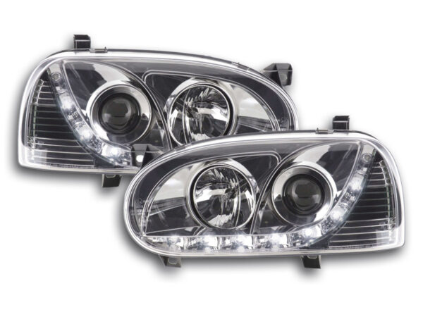 Phare Daylight LED DRL look VW Golf 3 type 1HXO 1EXO 91-97 chrome -