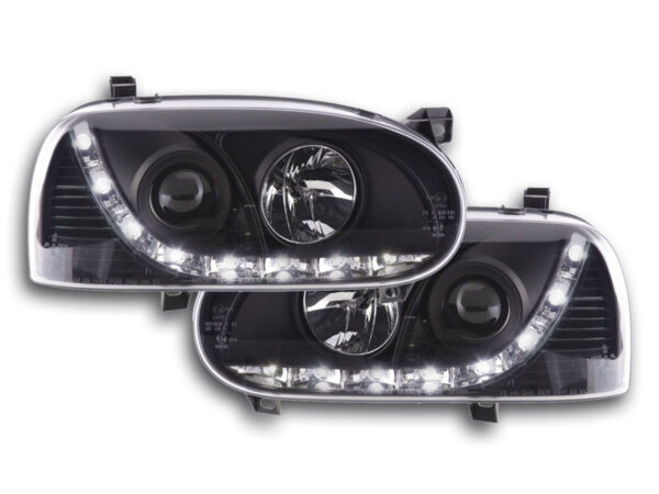 Phare Daylight LED DRL look VW Golf 3 type 1HXO 1EXO 91-97 noir -