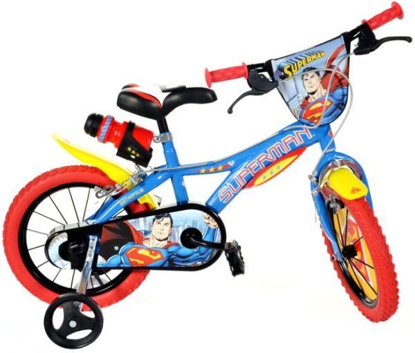 Children bikes Superman 14 Pouces 24 cm Garçon Frein à serrer Bleu/Rouge - Dino – Image 4