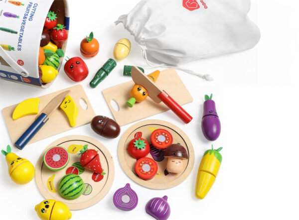 Toy food Set de jouets à sculpter en bois Fruits et légumes - Dorjee – Image 5