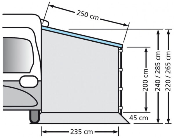 Auvents paroi latérale sans fenêtre Camper 235 x 240 cm polyester gris - Eurotrail – Image 3