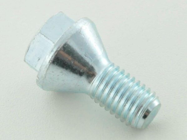 Boulon de roue simple, longueur d'arbre 22 mm, collier conique, argent M12x1,25 -