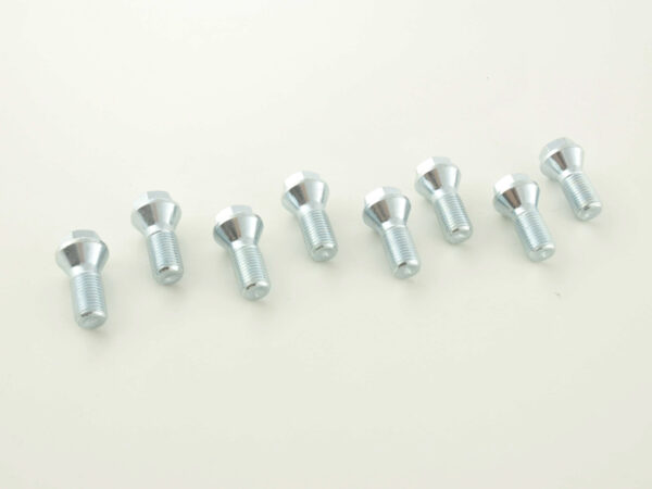 Boulon de roue simple, longueur d'arbre 26 mm, collier conique, tête courte, argent M12x1,5 -