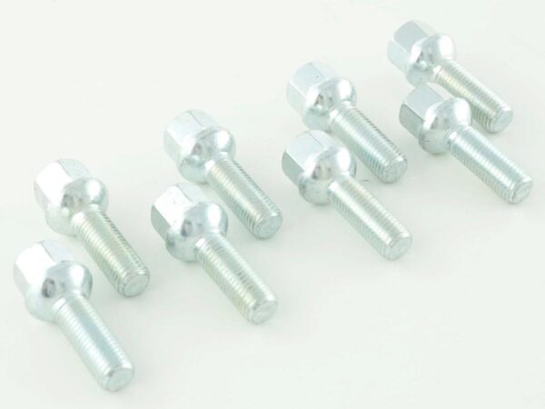 Jeu de boulons de roue (8 pièces) Longueur d'arbre 35 mm Collier sphérique argent M12x1,5 -