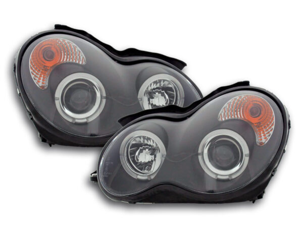 Jeu de phares Mercedes Classe C type W203 00-07 noir pour conduite à droite -