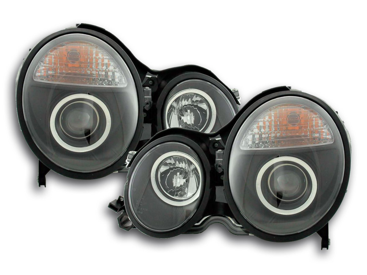 Jeu de phares Mercedes Classe E type W210 99-01 noir pour conduite à droite -