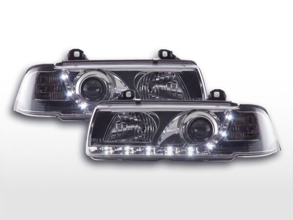 Phare Daylight LED DRL look BMW 3er Limo type E36 92-98 chrome -