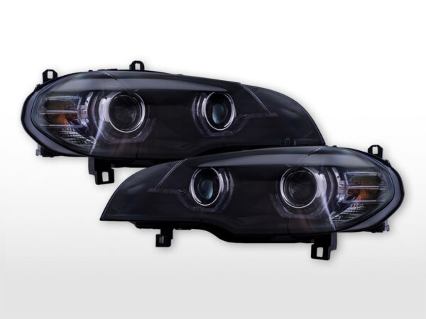 Kit de phares LED avec feux diurnes à LED et puce AFS BMW X5 E70 année 08-13 noir pour véhicules avec direction à droite -