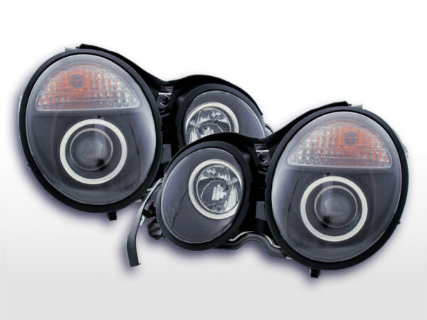 Jeu de phares Mercedes Classe E type W210 95-98 noir pour conduite à droite -