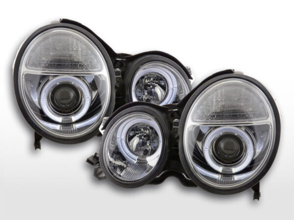 Phare Angel Eye Mercedes Classe E type W210 99-01 chromé pour conduite à droite -