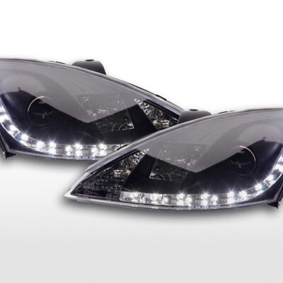 Phare Daylight à LED DRL look Ford Focus 3/4/5 portes. 98-01 noir -