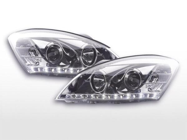Jeu de phares Daylight LED DRL look Kia cee'd 5 portes. Type ED 06-09 chromé -