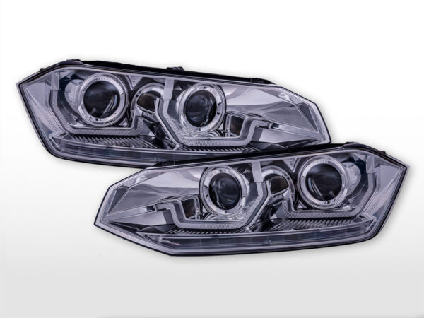 Jeu de phares VW Polo VI type AW année 17-21 chromé pour conduite à droite -