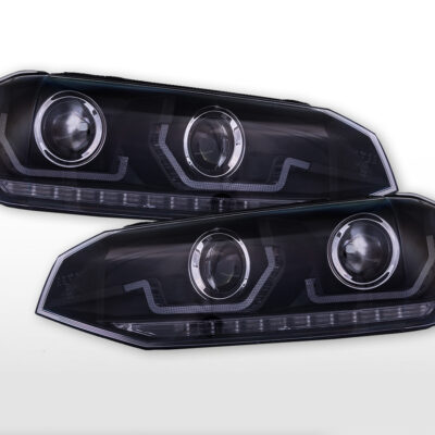 Jeu de phares feux diurnes LED VW Polo VI type AW année 17-21 noir pour véhicules avec direction à droite -