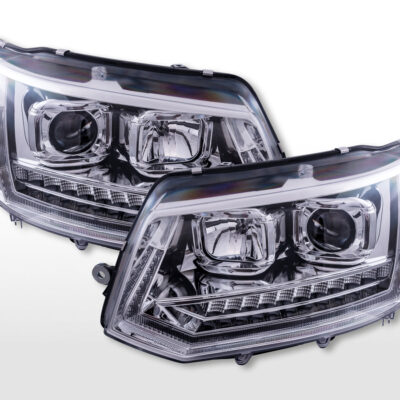 Jeu de phares halogènes feux de jour LED VW T5 année 10-15 chromé -