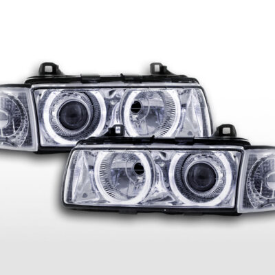 Jeu de phares au xénon angel eyes optique BMW 3er coupé type E36 année 92-98 chrome -