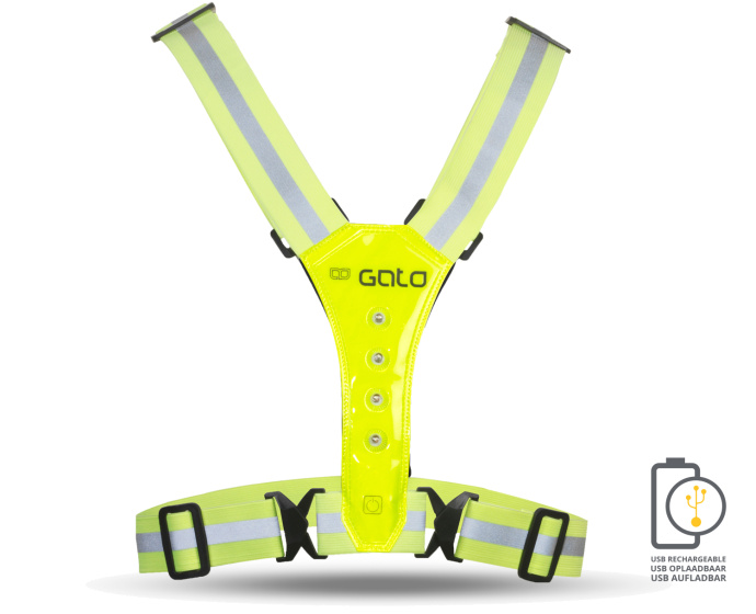 Reflection vests Gilet Safer Sport led usb Jaune fluo taille unique - Gato Sports – Image 2