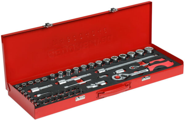 Key sets Jeu de clés à douille 1/4 + 1/2 pouce argenté 49 pièces - Gedore Red – Image 2